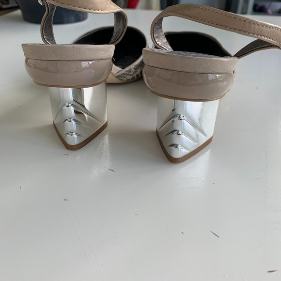 Leather Snake Print Sam Edelman "Carol" Sling-Backs size 8.5 - Picture 3 of 5